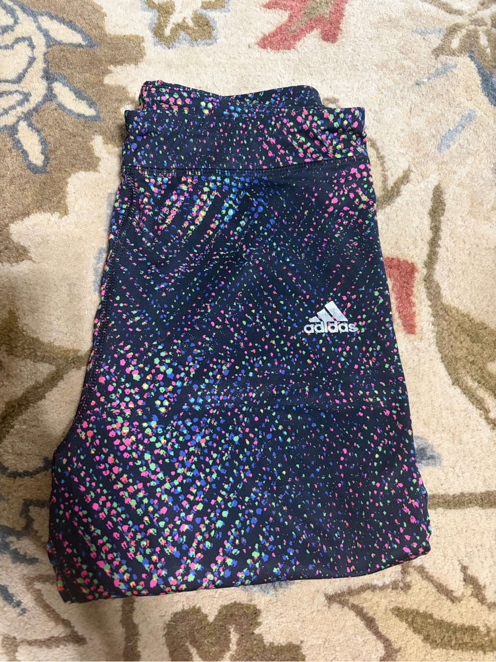 adidas Girls' Navy Leggings with Multicolor Dot Print-  capri